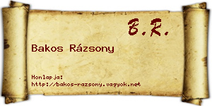 Bakos Rázsony névjegykártya